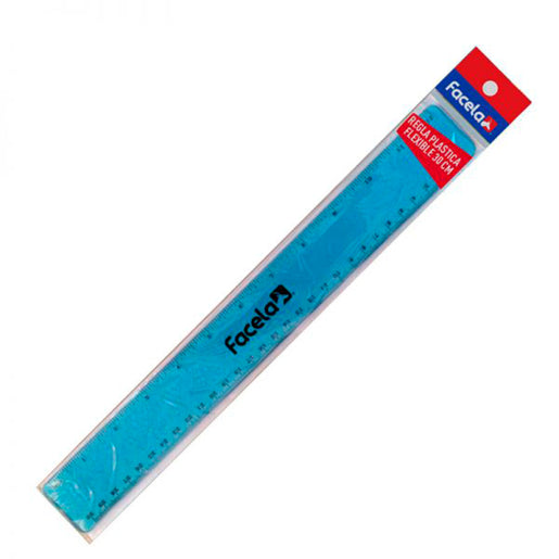 REGLA PLASTICA DE COLORES 30 CM FACELA CON BOLSA