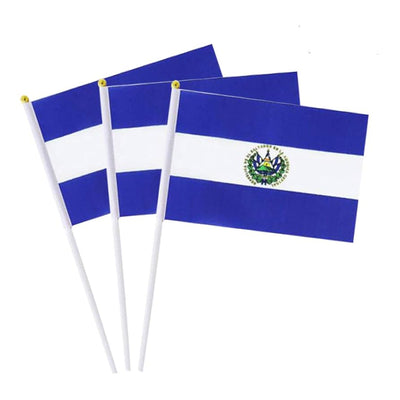 Bandera el Salvador Con Palo Grande 40x60cm