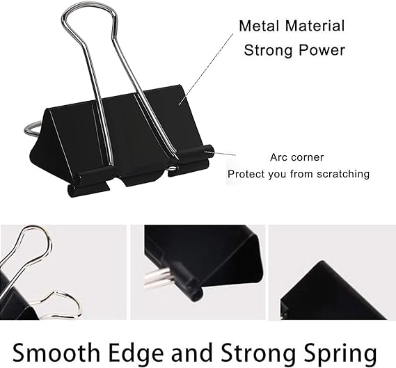 Sujetador de papel Negro Grande Clips para carpeta