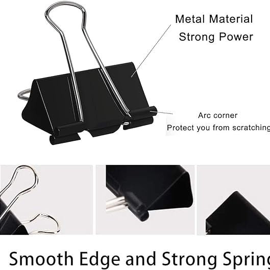Sujetador de papel Negro Grande Clips para carpeta