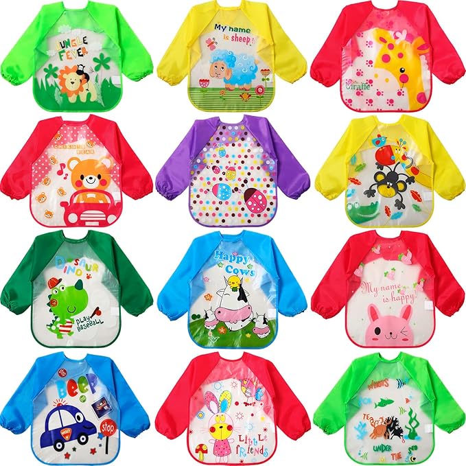 Delantal gabacha de pintura impermeable para niños con manga larga