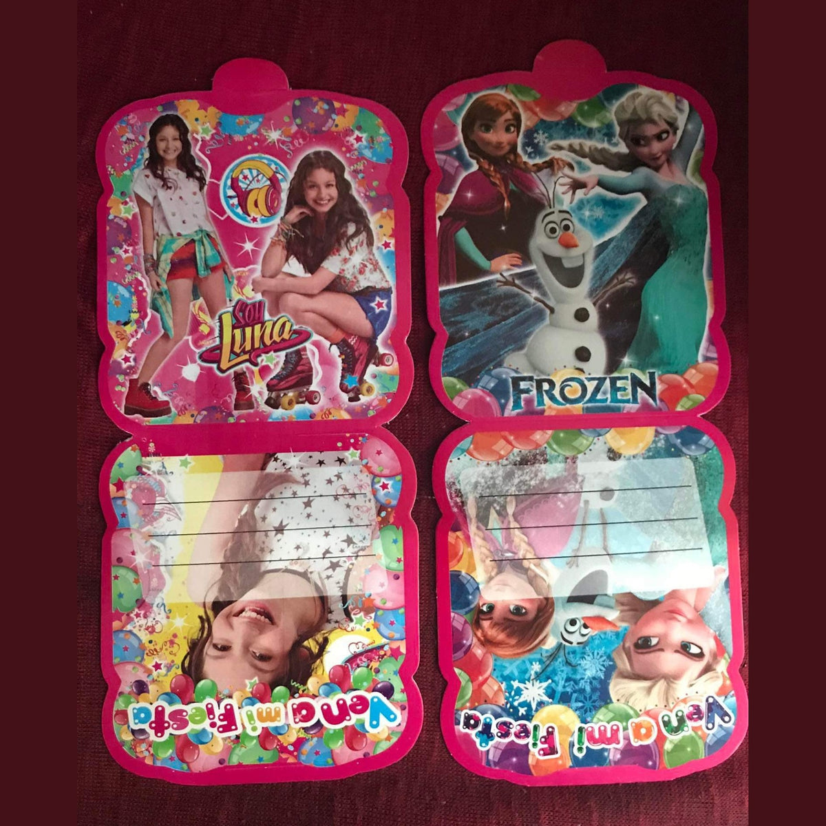 Tarjetas de Invitacion Cumpleaños Disney (paquete 10 tarjetas)