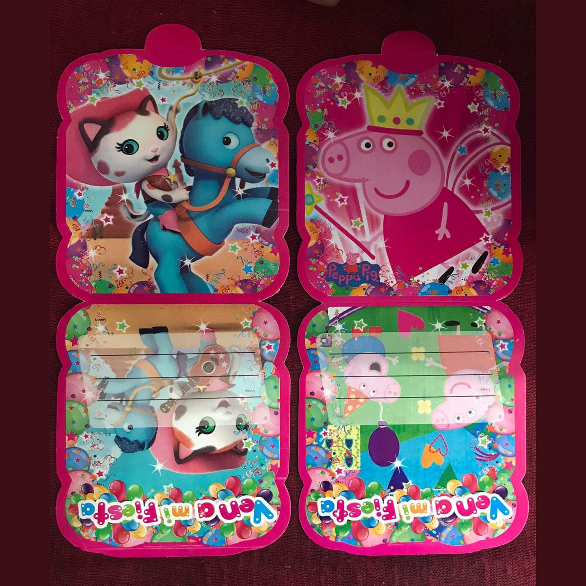 Tarjetas de Invitacion Cumpleaños Disney (paquete 10 tarjetas)