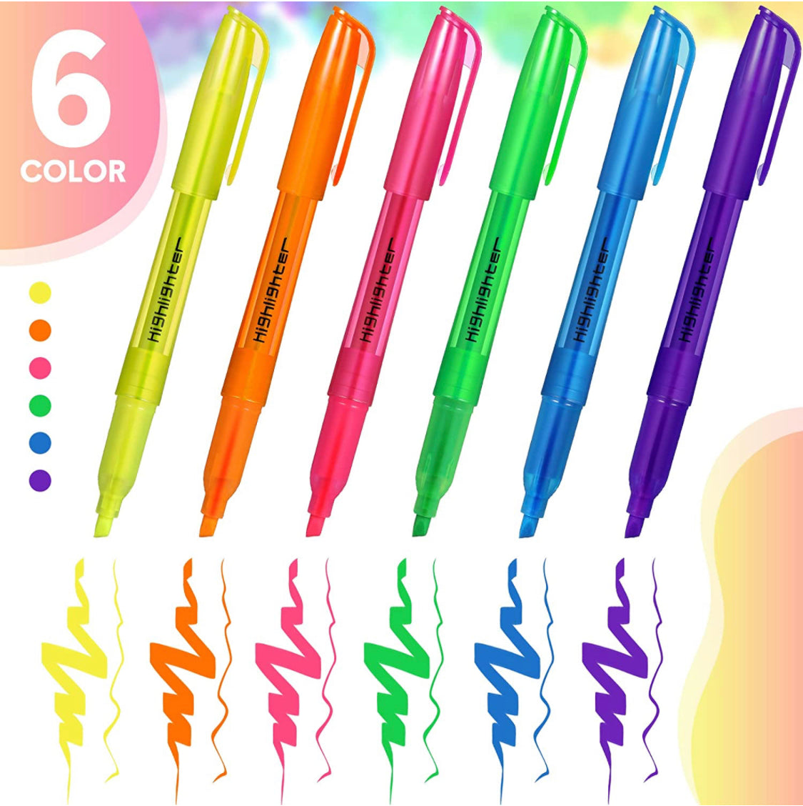Resaltadores Fluorescente tipo Bolígrafo (set 6 unidades)