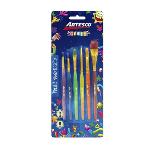Set de pinceles Artesco (6u) nylon Plano