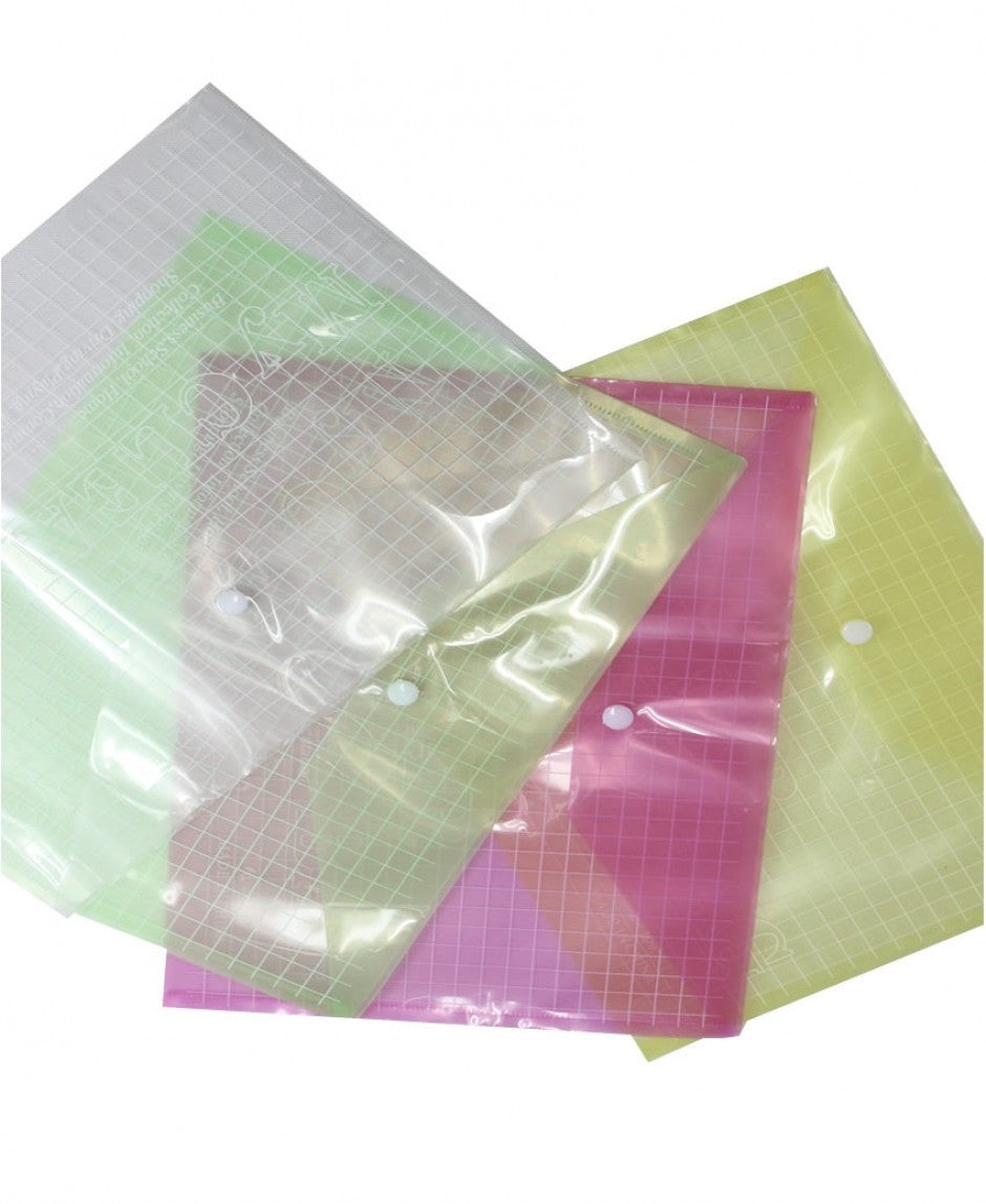 Folder transparente de colores con boton Carta