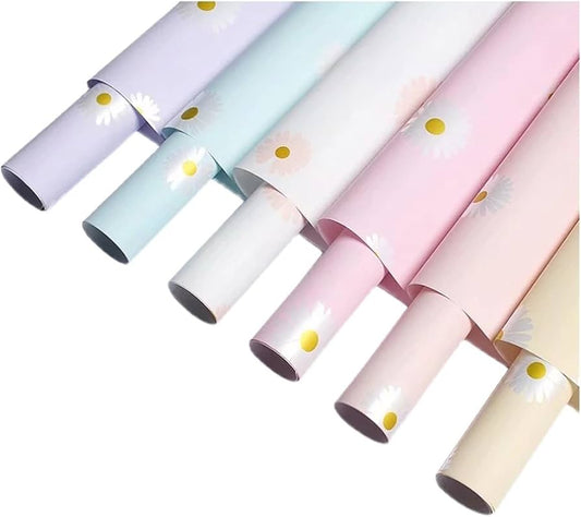 Pliego de Papel de Regalo Coreano Fondo Margaritas