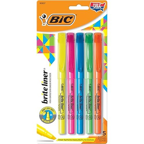 Resaltadores, Marcadores, Bic (5u)