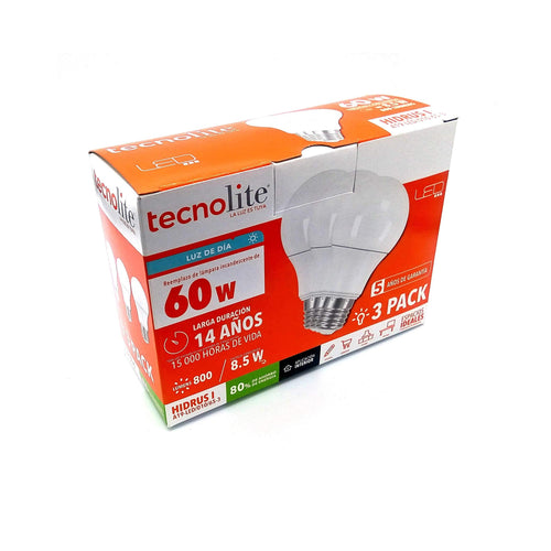 Foco led 60w, tecnolite 3 pack
