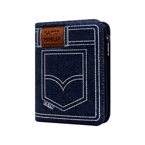 Biblia RV1960 Jeans Azul con ZIper