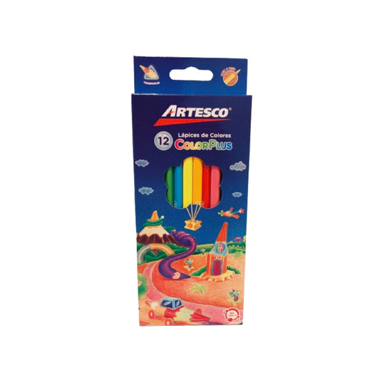 Artesco Lapices de Colores Largos Triangulares 12 Unidades