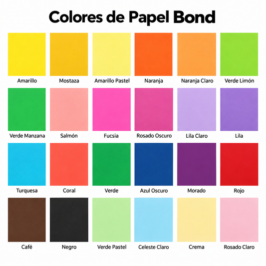 Pliego de Papel bond de Colores