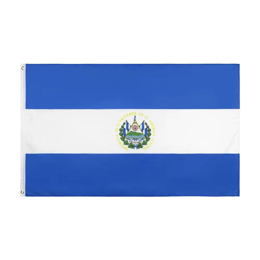 Bandera el Salvador Con Palo  Grande 40x60cm