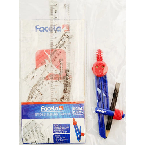 Estuche de Geometria Facela Con Compas 20cm
