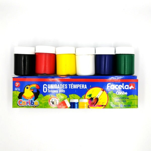 Tempera Caribe 6 Colores/30ml